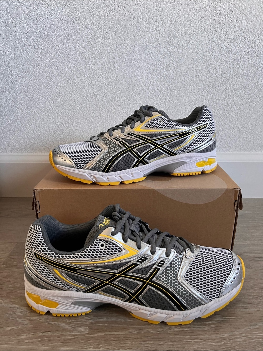 Asics Gray and Yellow Athletic Sneakers
